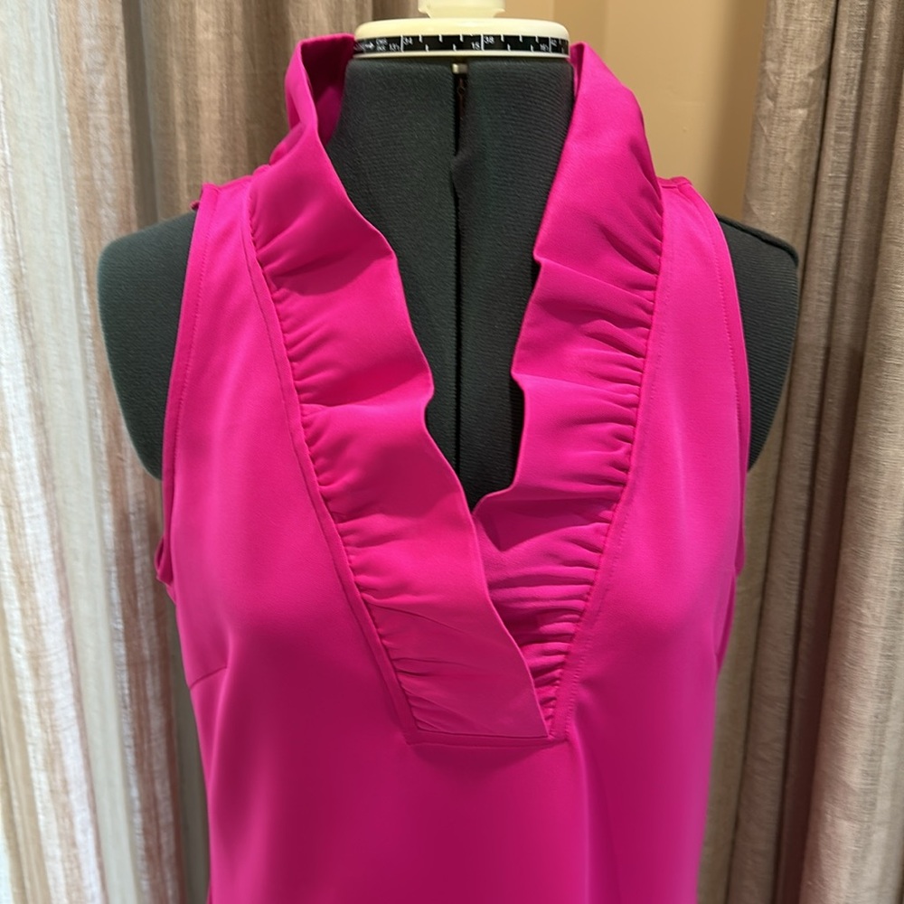 Gretchen Scott Ruffle Collar Sleeveless Dress